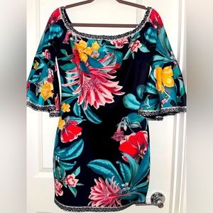 Tropical/floral above knee dress